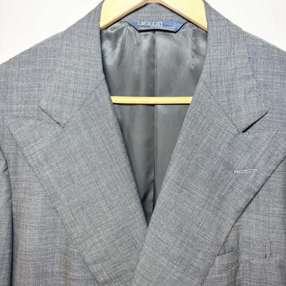 Vtg Polo Ralph Lauren Suit Jacket 42XL Relaxed Fit Double Breasted Wool 90s Gray